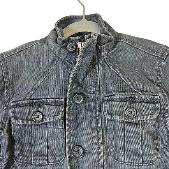 GapKids Utility Jacket Boys XS Navy Blue Military Cargo Full Zip 100% Cotton - Picture 4 of 7